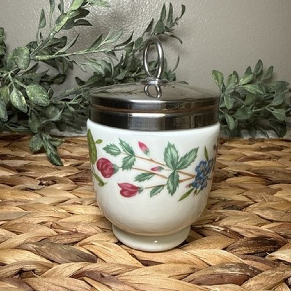 Royal Worcester Egg Coddler W Lid Fairfield King Size Fine Porcelain Floral